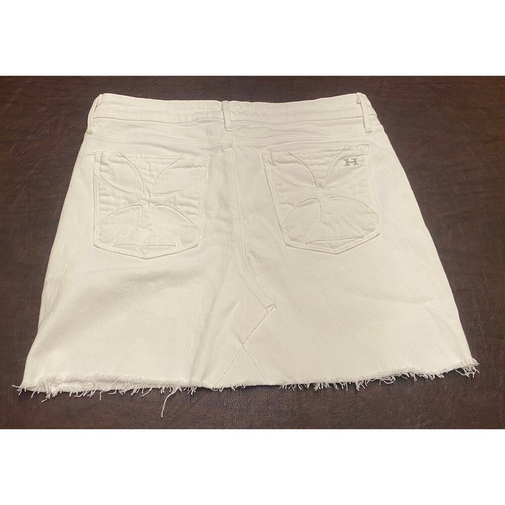 Habitual‎ White Fray Hem Made in USA Denim Skirt Size 28 / 6 Coastal Casual